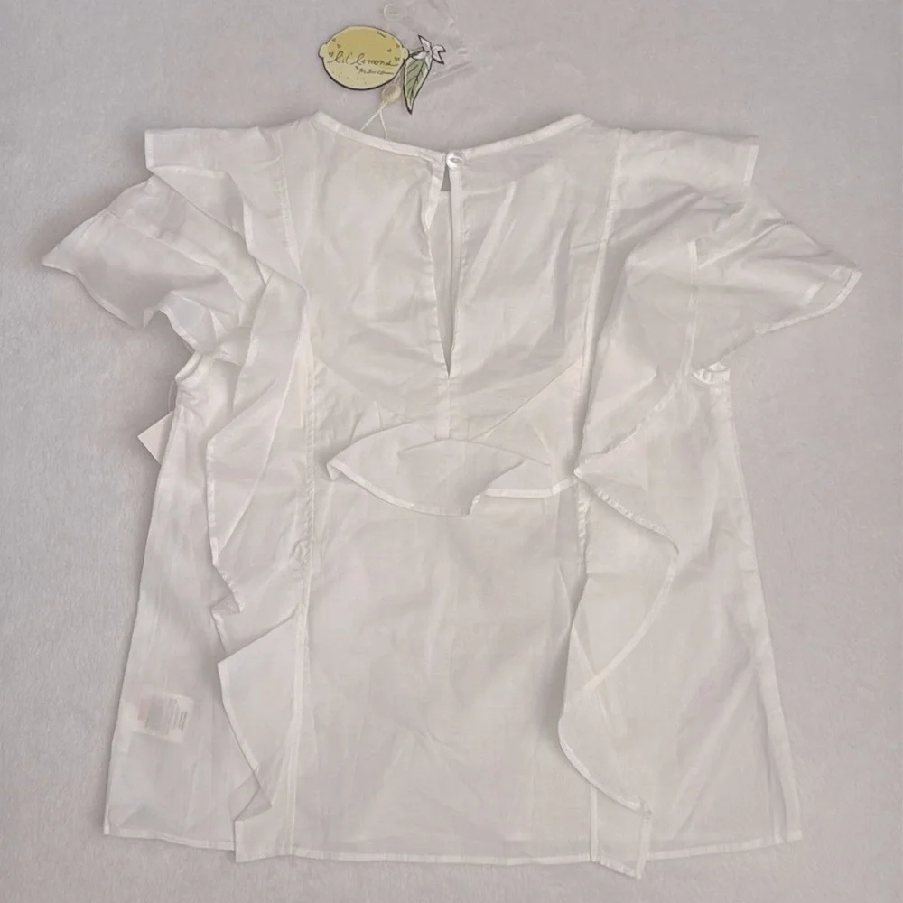 {NWT} Lil' Lemons by For Love and Lemons | Organic Cotton Ruffle Top White (4T) - Picture 9 of 14